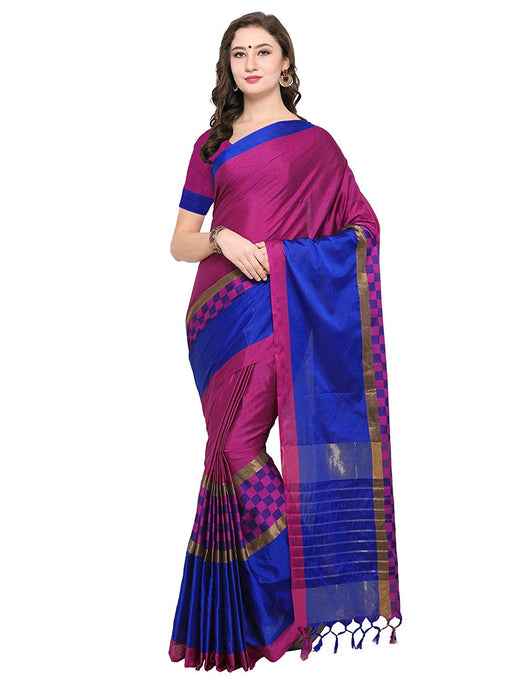 Magenta, Blue Color Poly Silk Saree only in Bigswipe