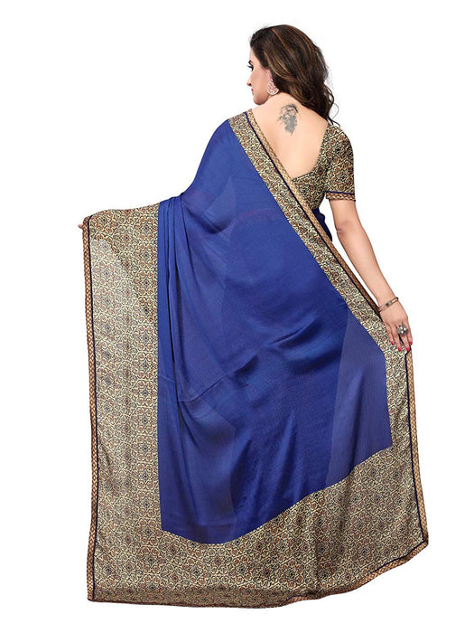 Blue, Beige, Brown Color Satin Saree only in Bigswipe