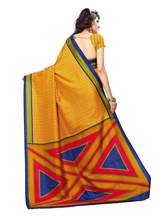 Yellow Color Art Silk (Vichitra Silk) Saree