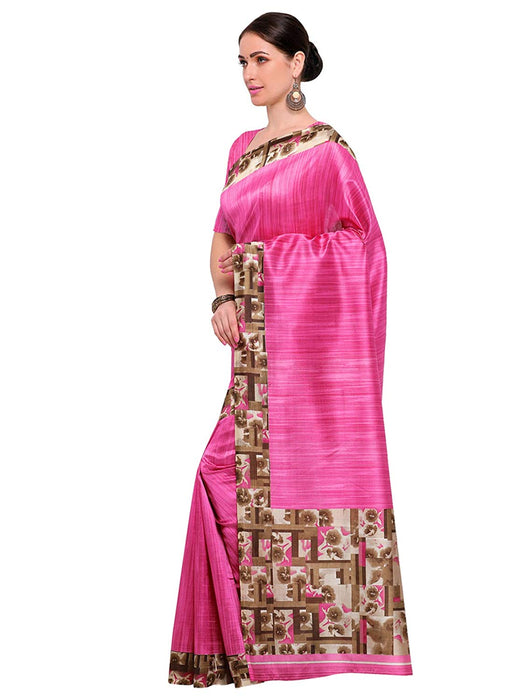 Pink Color Poly Silk Saree only in Bigswipe