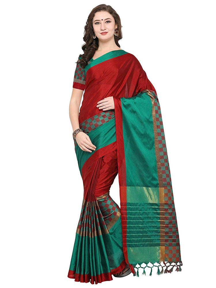 Maroon, Green Color Poly Silk Saree only in Bigswipe