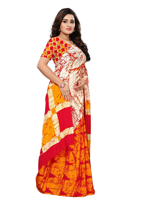 Yellow, Multi Color Crepe Saree