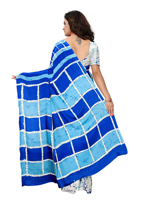 White, Blue Color Crepe Saree