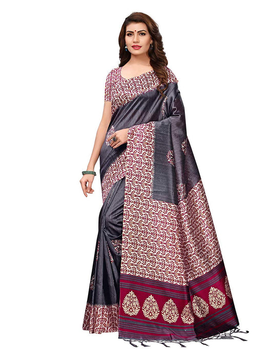 Grey, Pink, Multi Color Poly Silk Saree only in Bigswipe