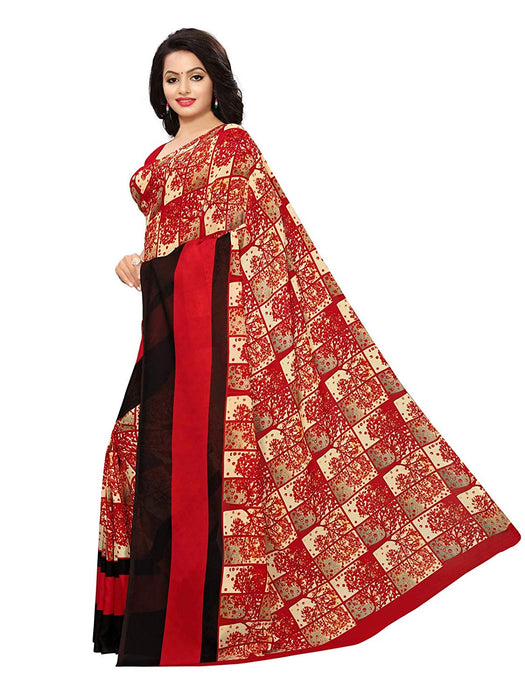 Red, Multi Color Georgette Saree