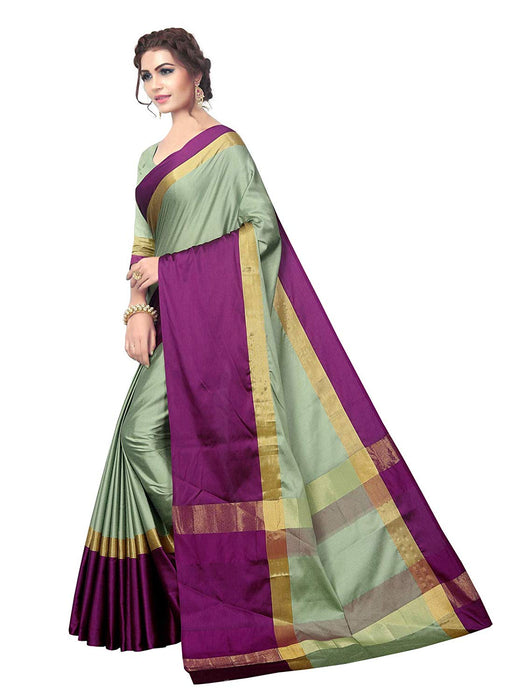 Green, Magenta Color Poly Silk Saree only in Bigswipe