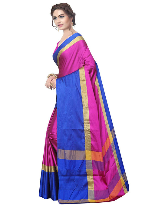 Pink, Blue Color Poly Silk Saree only in Bigswipe