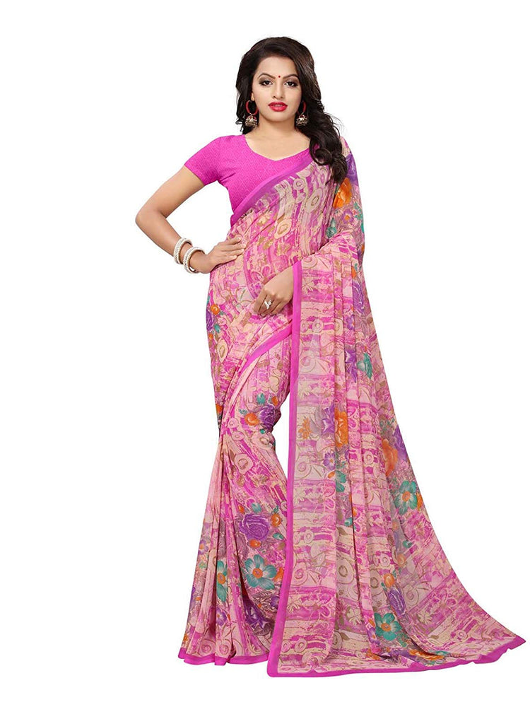 Pink, Multi Color Georgette Saree only in Bigswipe