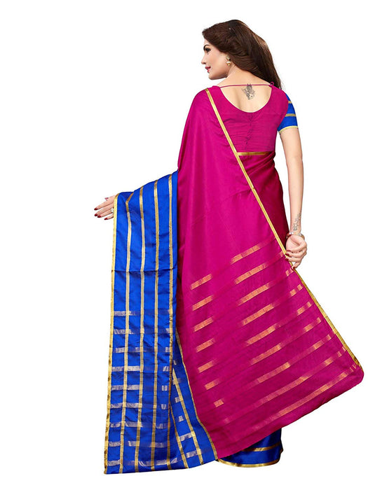 Pink, Blue Color Poly Silk Saree only in Bigswipe