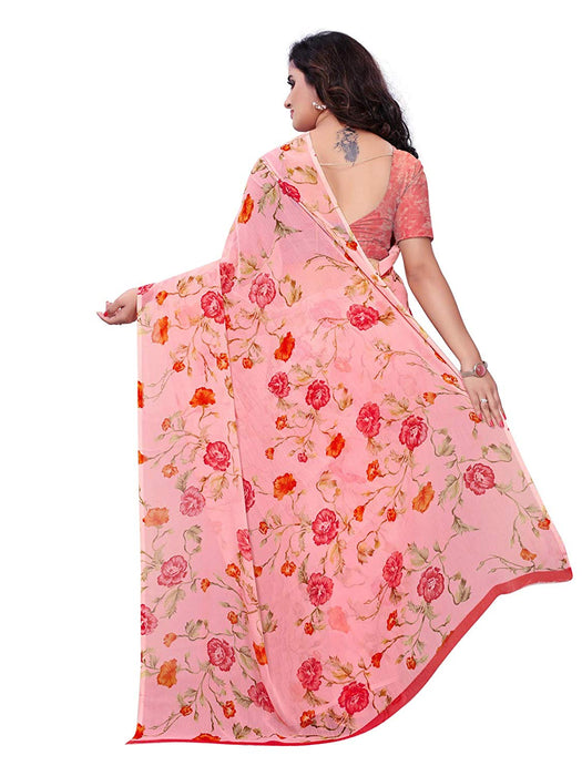 Pink, Multi Color Chiffon Saree only in Bigswipe