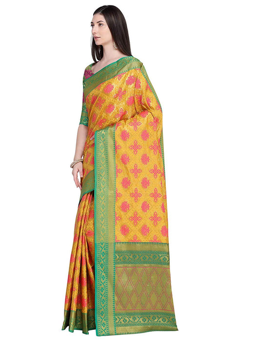 Yellow Color Poly Silk Saree