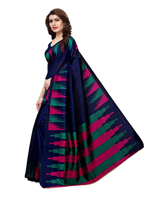 Navy Blue, Multi Color Kashmiri Silk (Art Silk) Saree only in Bigswipe