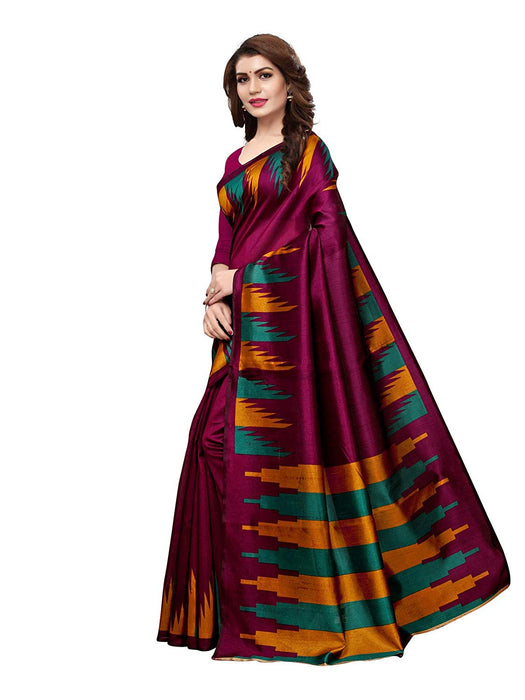 Purple, Multi Color Kashmiri Silk (Art Silk) Saree