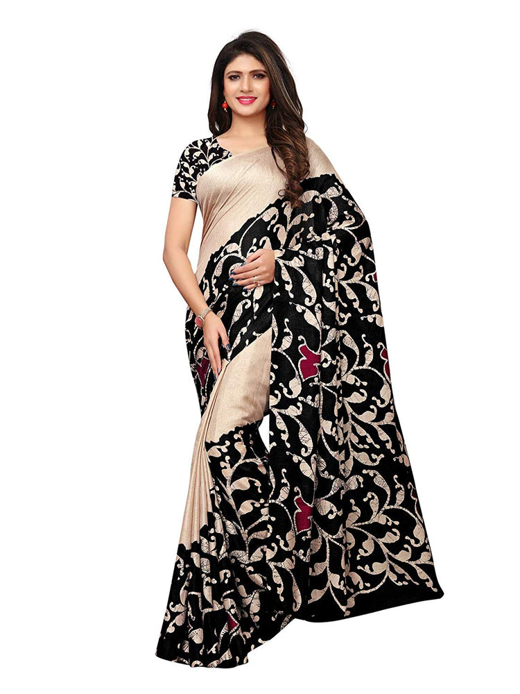 Beige, Black, Multi Color Vichitra Silk (Poly Silk) Saree only in Bigswipe