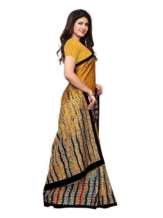 Yellow, Multi Color Vichitra Silk (Poly Silk) Saree