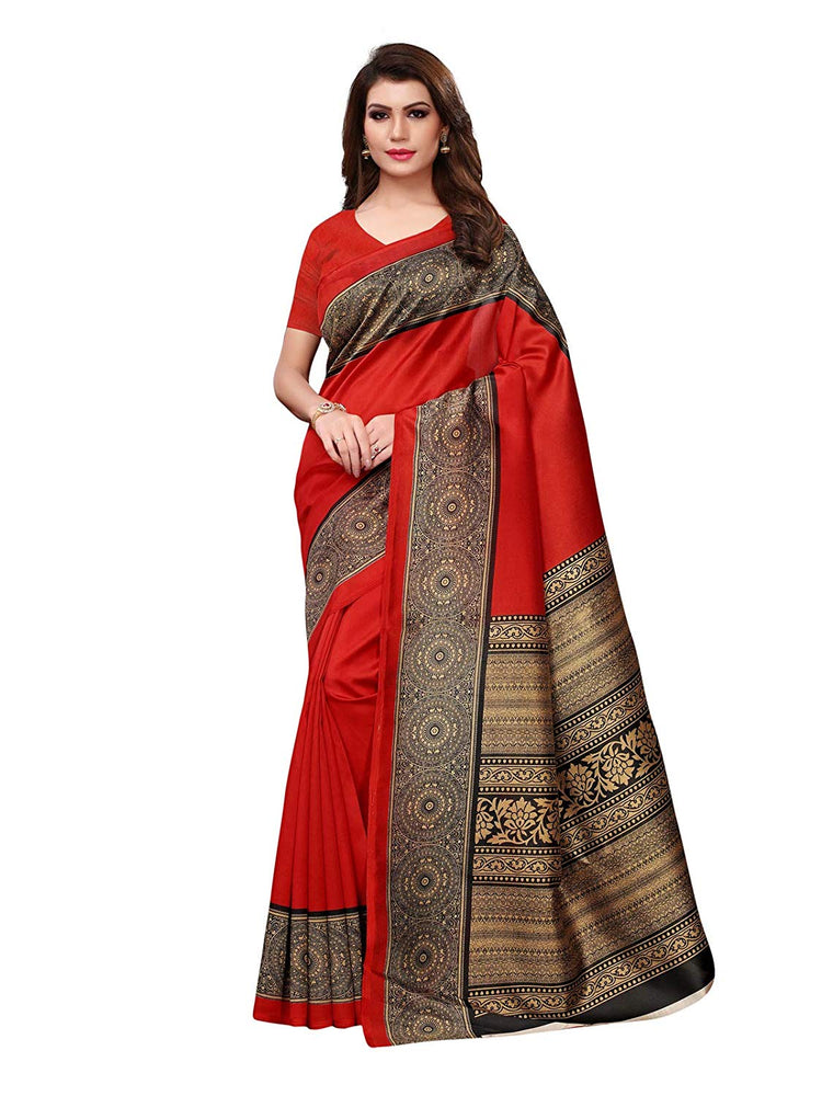 Maroon, Multi Color Poly Silk Saree only in Bigswipe