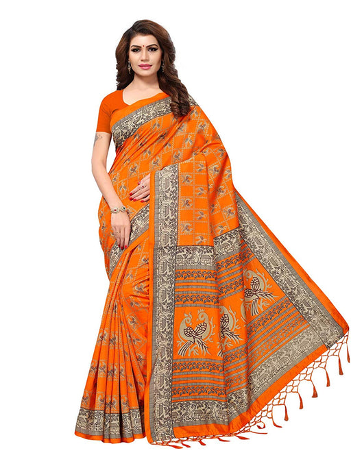 Orange, Beige Color Art Silk (Kashmiri Silk) Saree only in Bigswipe