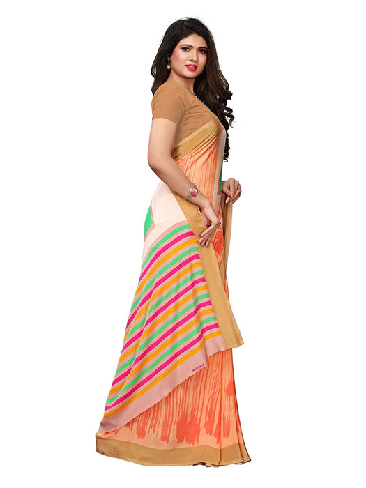 Peach, Multi Color Crepe Saree only in Bigswipe