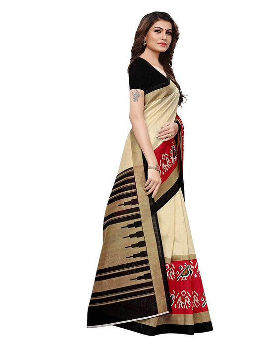 Beige, Multi Color Bhagalpuri Silk Saree only in Bigswipe