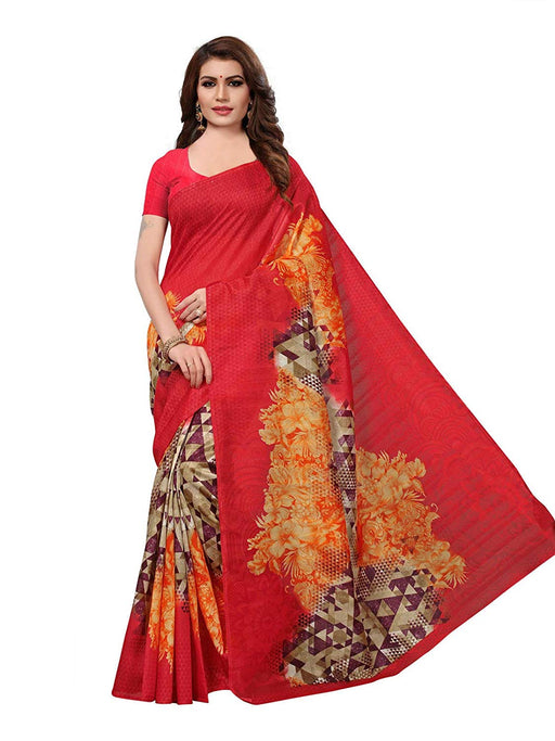 Maroon, Multi Color Bhagalpuri Silk Saree only in Bigswipe