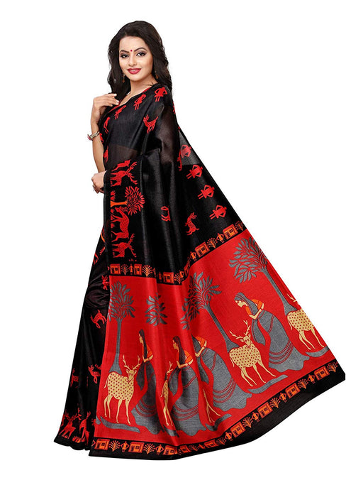 Black Color Poly Silk (Kashmiri Silk) Saree only in Bigswipe