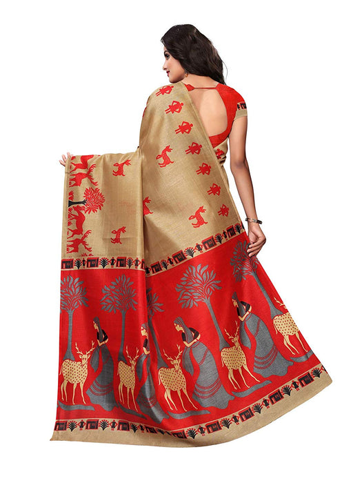 Beige Color Poly Silk (Kashmiri Silk) Saree only in Bigswipe