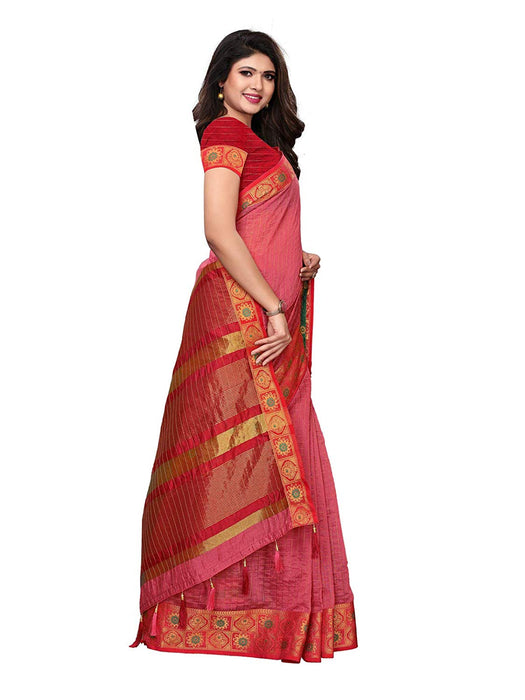 Pink Color Chanderi Silk Saree only in Bigswipe