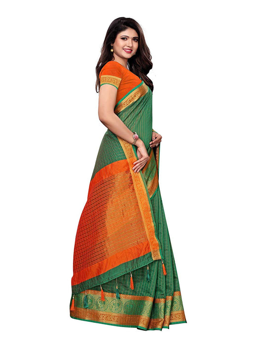 Green Color Chanderi Silk Saree only in Bigswipe