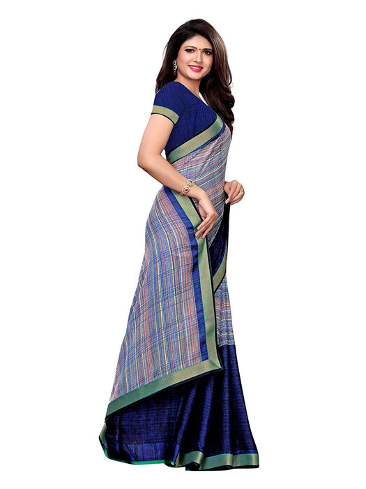 Navy Blue, Multi Color Chiffon Saree only in Bigswipe