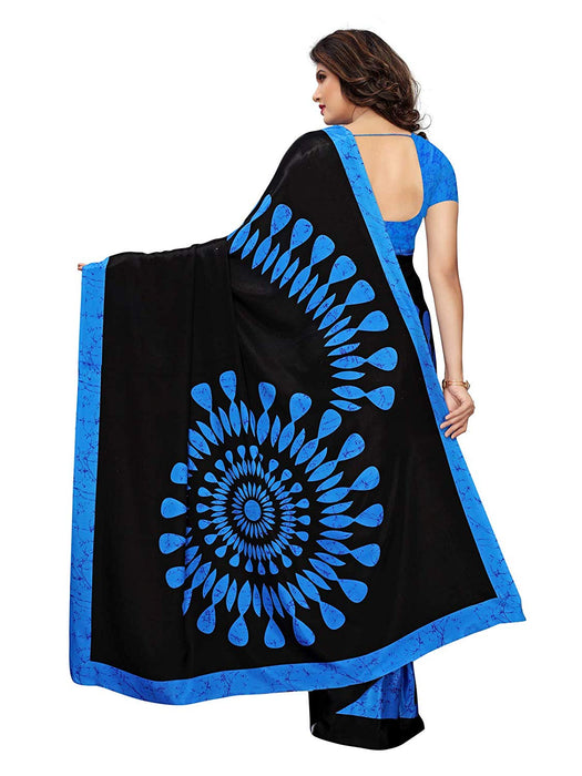 Blue, Black Color Crepe Saree only in Bigswipe