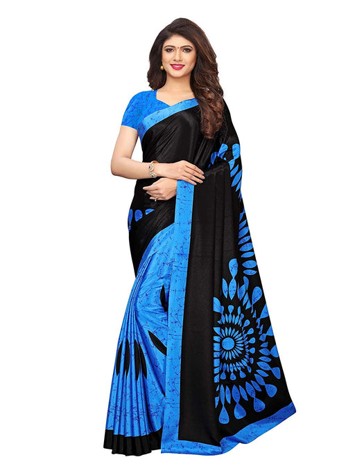 Blue, Black Color Crepe Saree only in Bigswipe