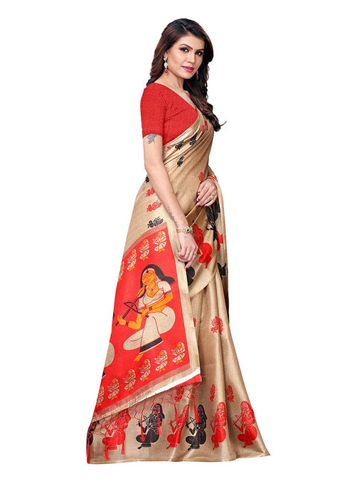 Beige, Red, Multi Color Art Silk Saree only in Bigswipe