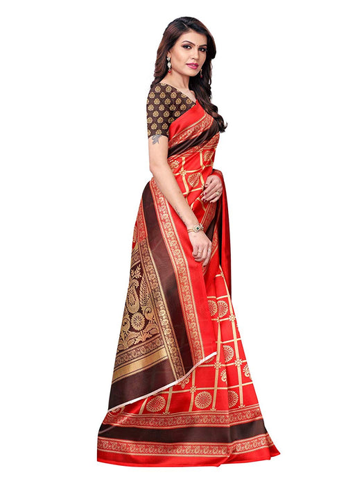 Red, Black, Multi Color Poly Silk Saree