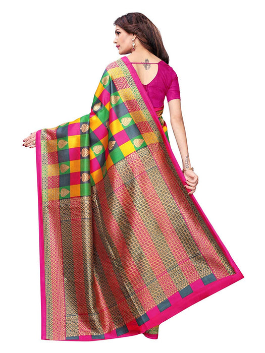 Pink, Multi Color Poly Silk Saree only in Bigswipe