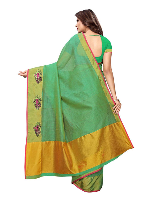 Green Color Cotton Silk Saree only in Bigswipe