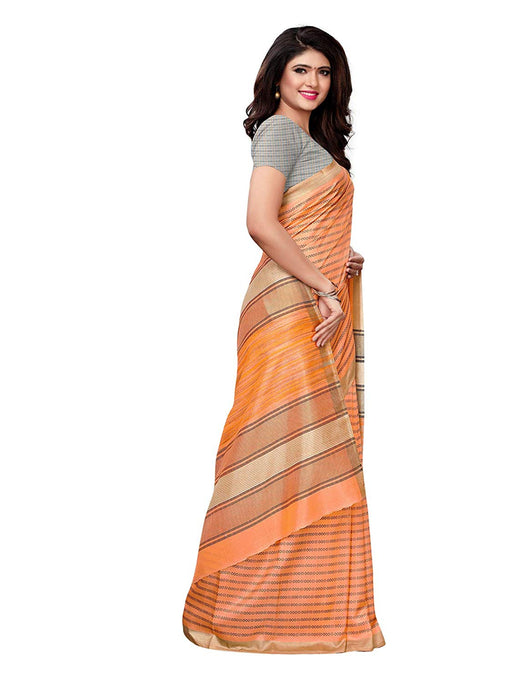 Peach, Multi Color Vichitra Silk (Art Silk) Saree only in Bigswipe