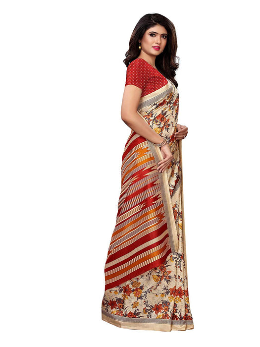 Beige, Multi Color Vichitra Silk (Art Silk) Saree only in Bigswipe