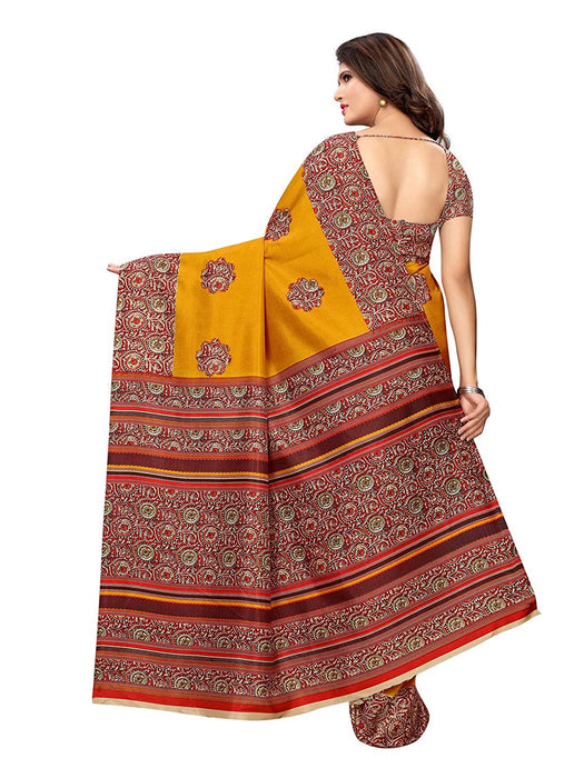 Yellow, Multi Color Vichitra Silk (Art Silk) Saree