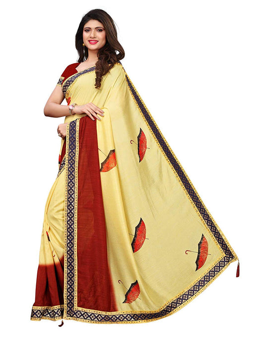 Beige, Brown Color Poly Silk Saree only in Bigswipe