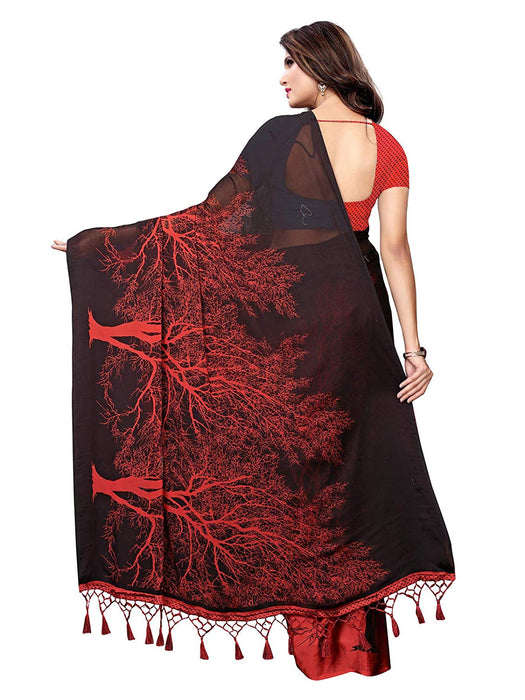 Maroon, Black Color Shimmer (Chiffon) Saree only in Bigswipe