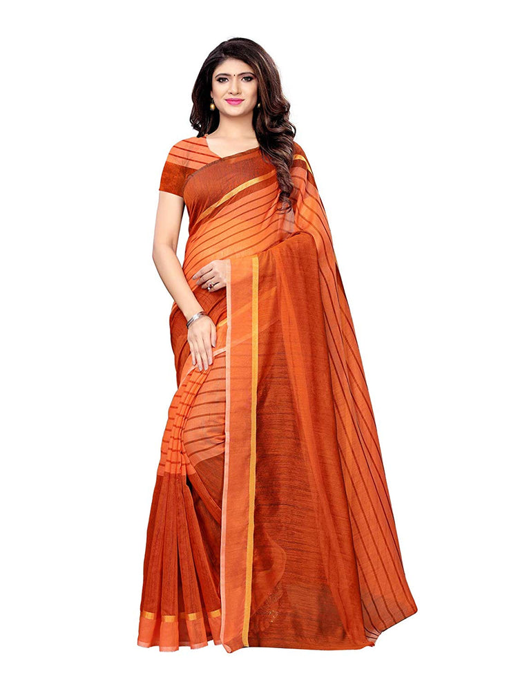 Orange Color Cotton Silk Saree only in Bigswipe