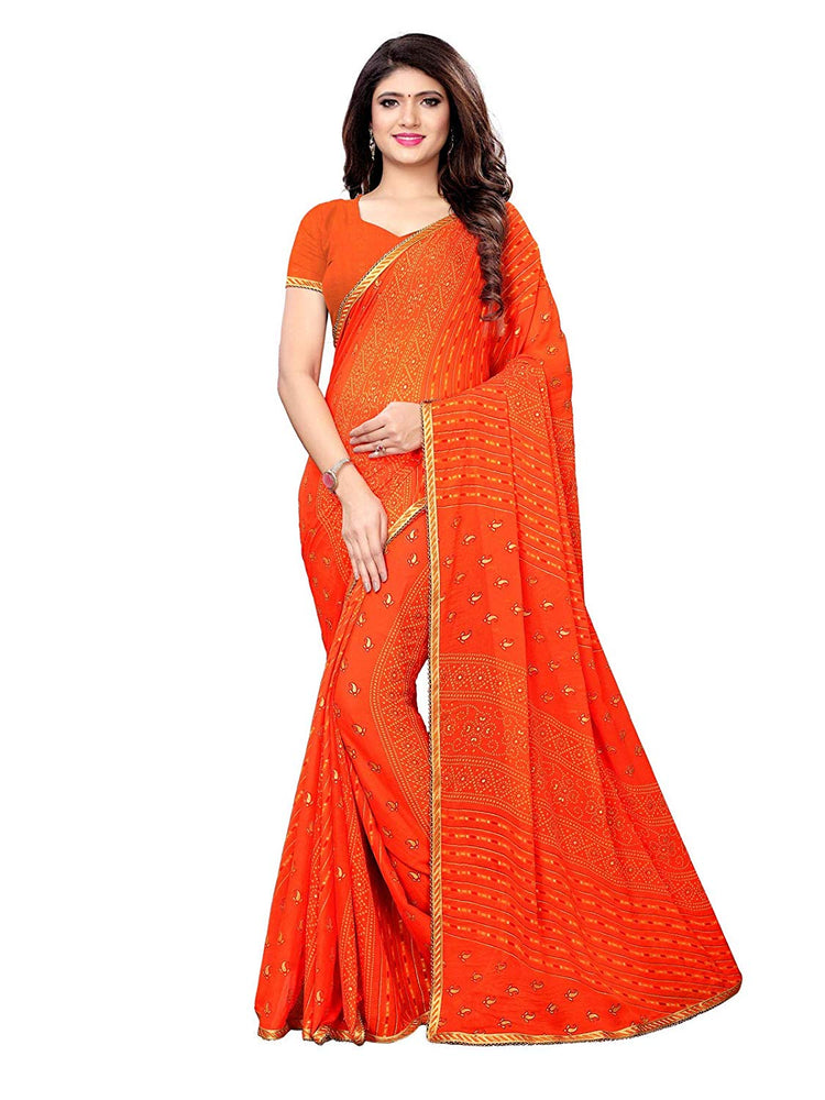 Orange Color Chiffon Saree only in Bigswipe