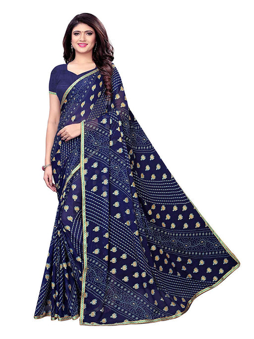 Navy Blue Color Chiffon Saree only in Bigswipe