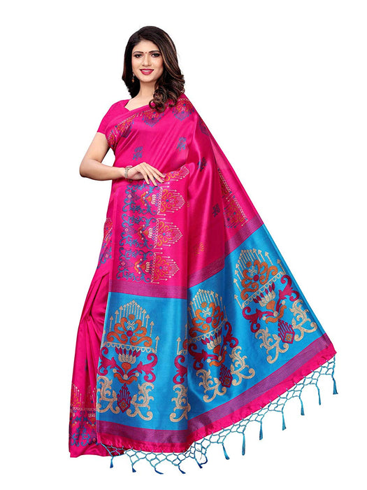 Pink, Blue, Multi Color Poly Silk Saree only in Bigswipe