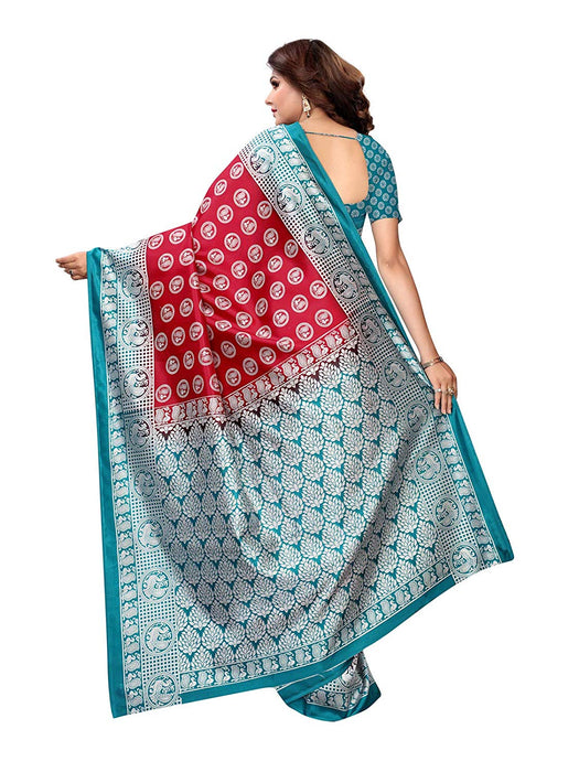 Maroon, Turquoise Color Poly Silk Saree only in Bigswipe