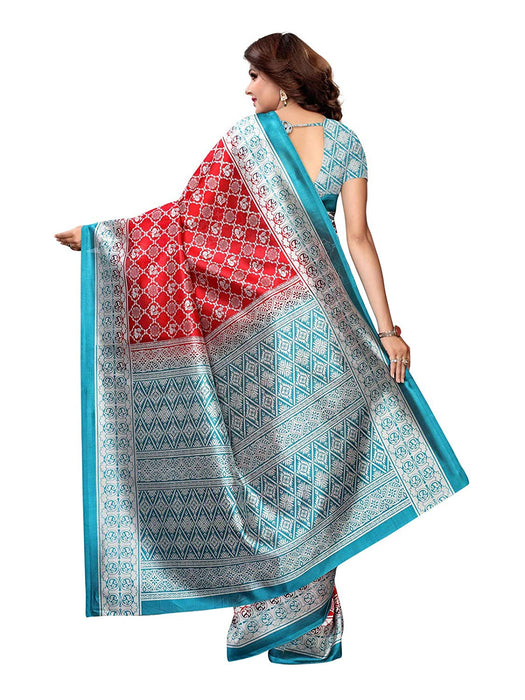 Maroon, Turquoise Color Poly Silk Saree only in Bigswipe