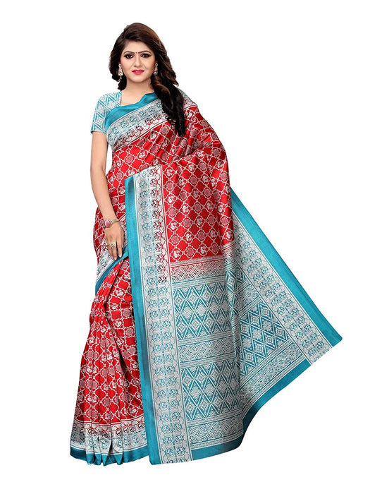 Maroon, Turquoise Color Poly Silk Saree only in Bigswipe