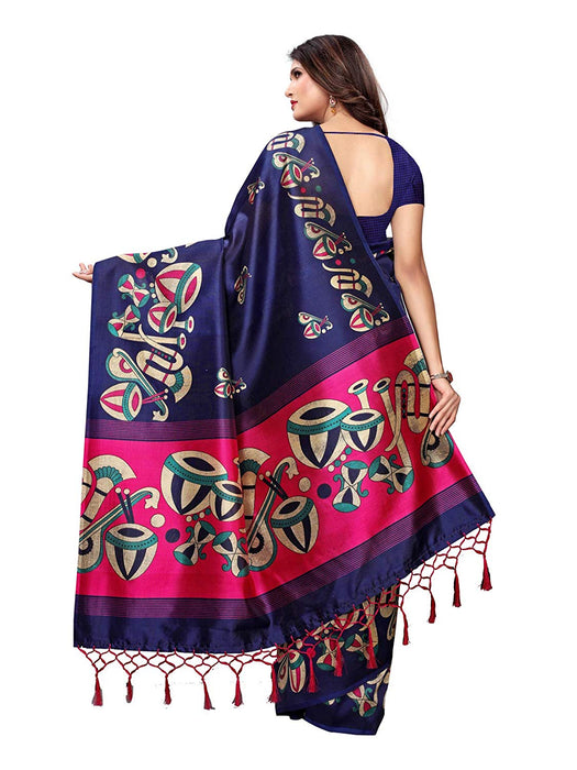 Navy Blue, Pink, Multi Color Poly Silk Saree only in Bigswipe