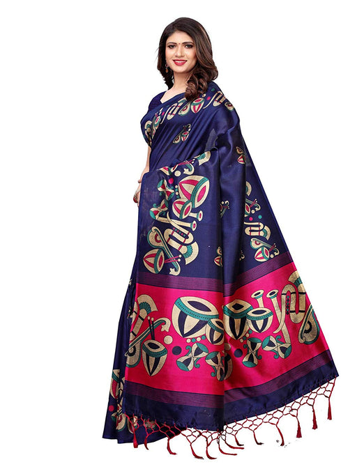 Navy Blue, Pink, Multi Color Poly Silk Saree only in Bigswipe