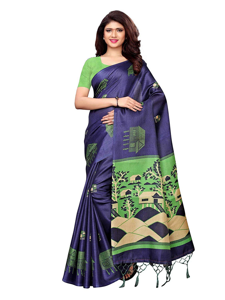 Navy Blue, Green Color Art Silk Saree only in Bigswipe